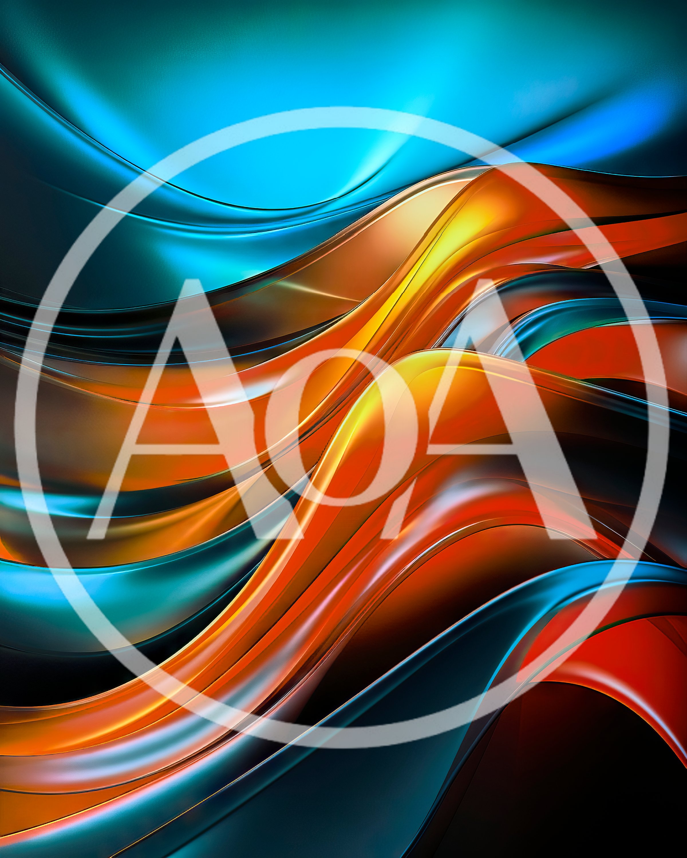 Abstract Liquid Waves With Vibrant Orange And Blue Tones