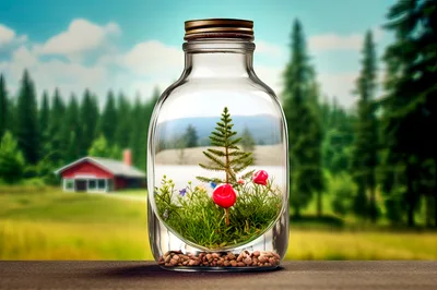 Miniature Pine Tree Terrarium In Glass Jar