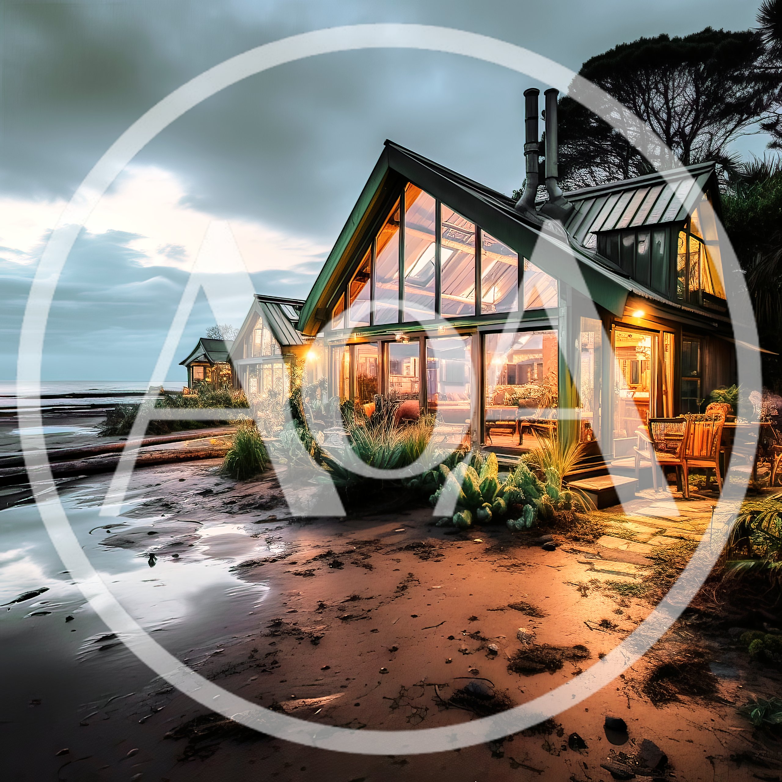 Modern Beachfront Cabin At Twilight