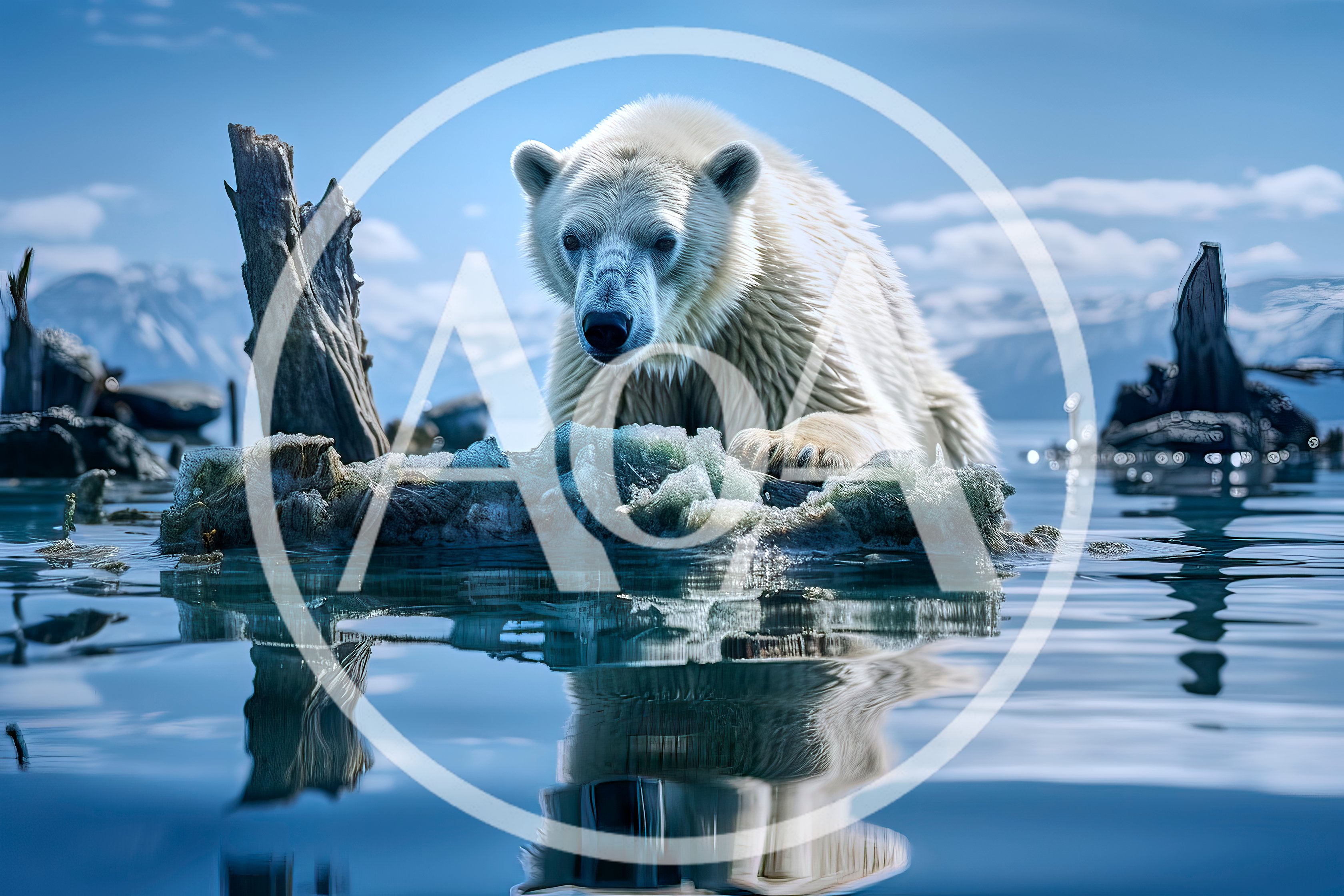 Polar Bear Resting On Ice In Arctic Waters