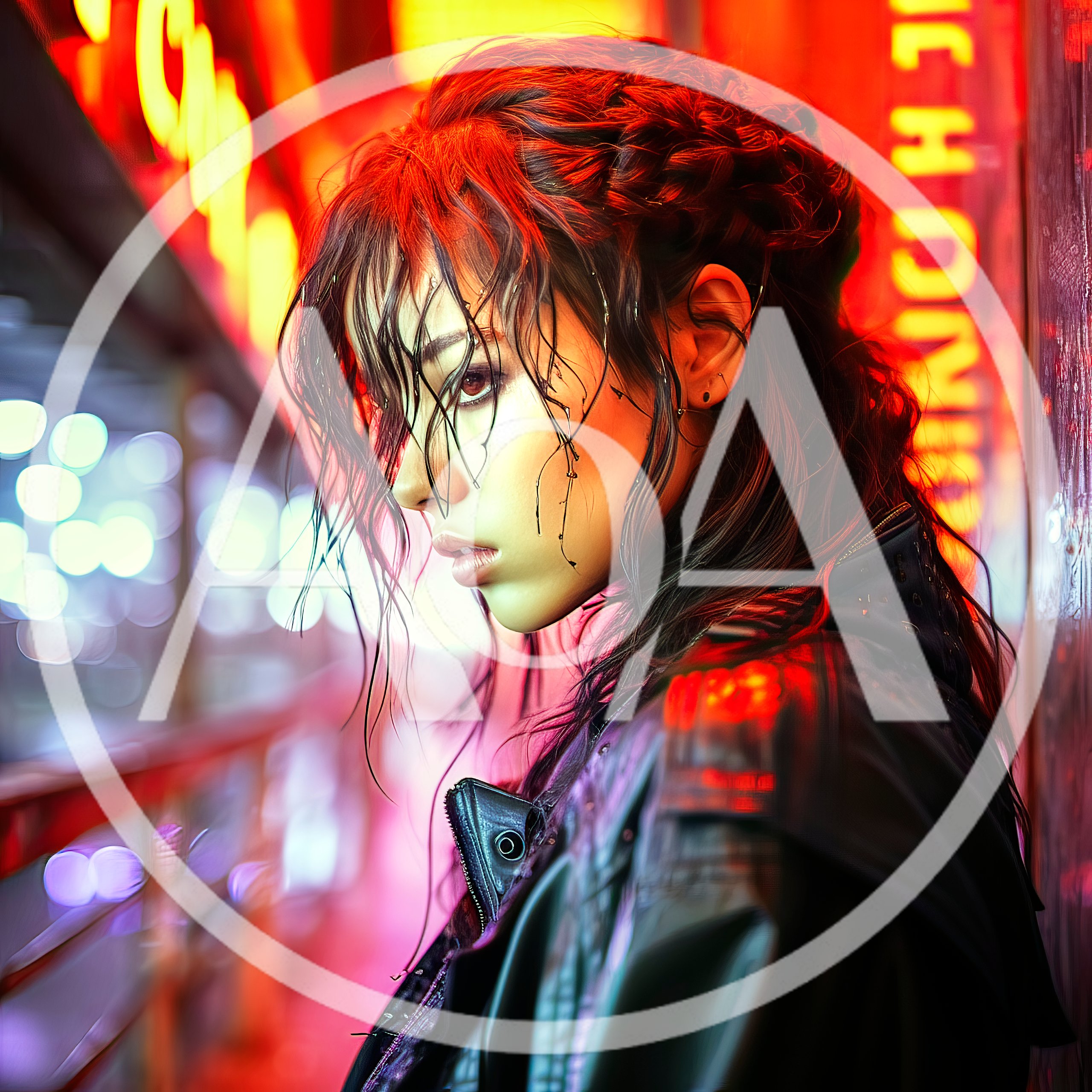 Portrait Of A Young Woman In Cyberpunk City Setting