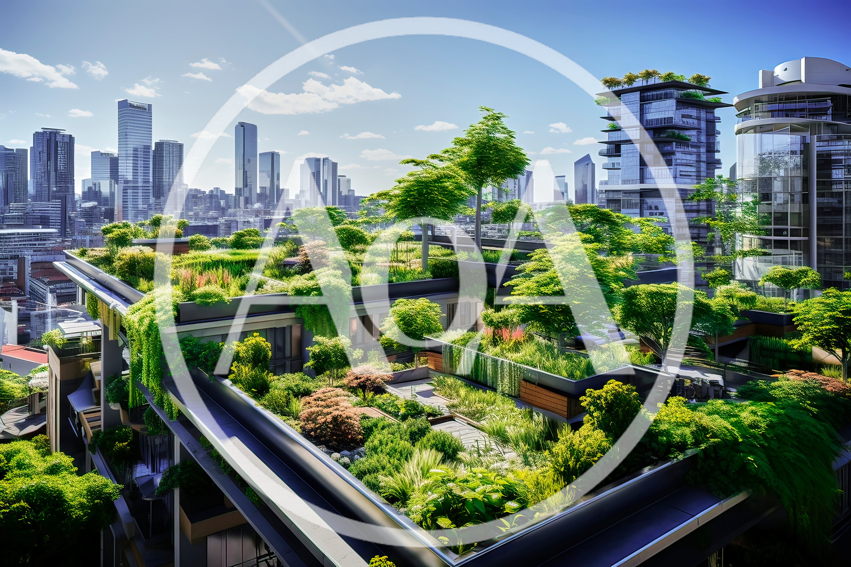 Modern Urban Rooftop Garden With Lush Greenery