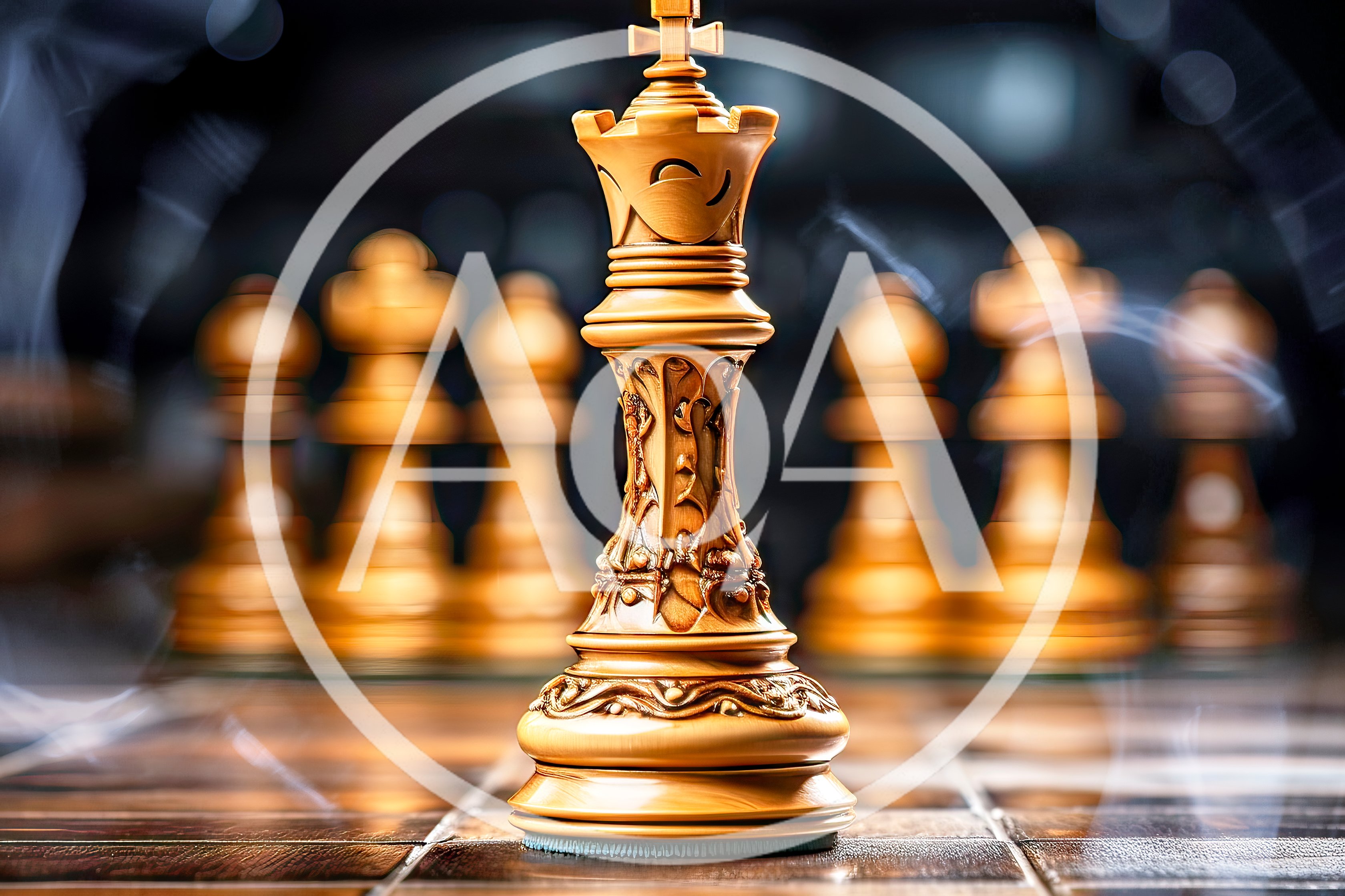 Ornate Wooden Chess King Piece on Board