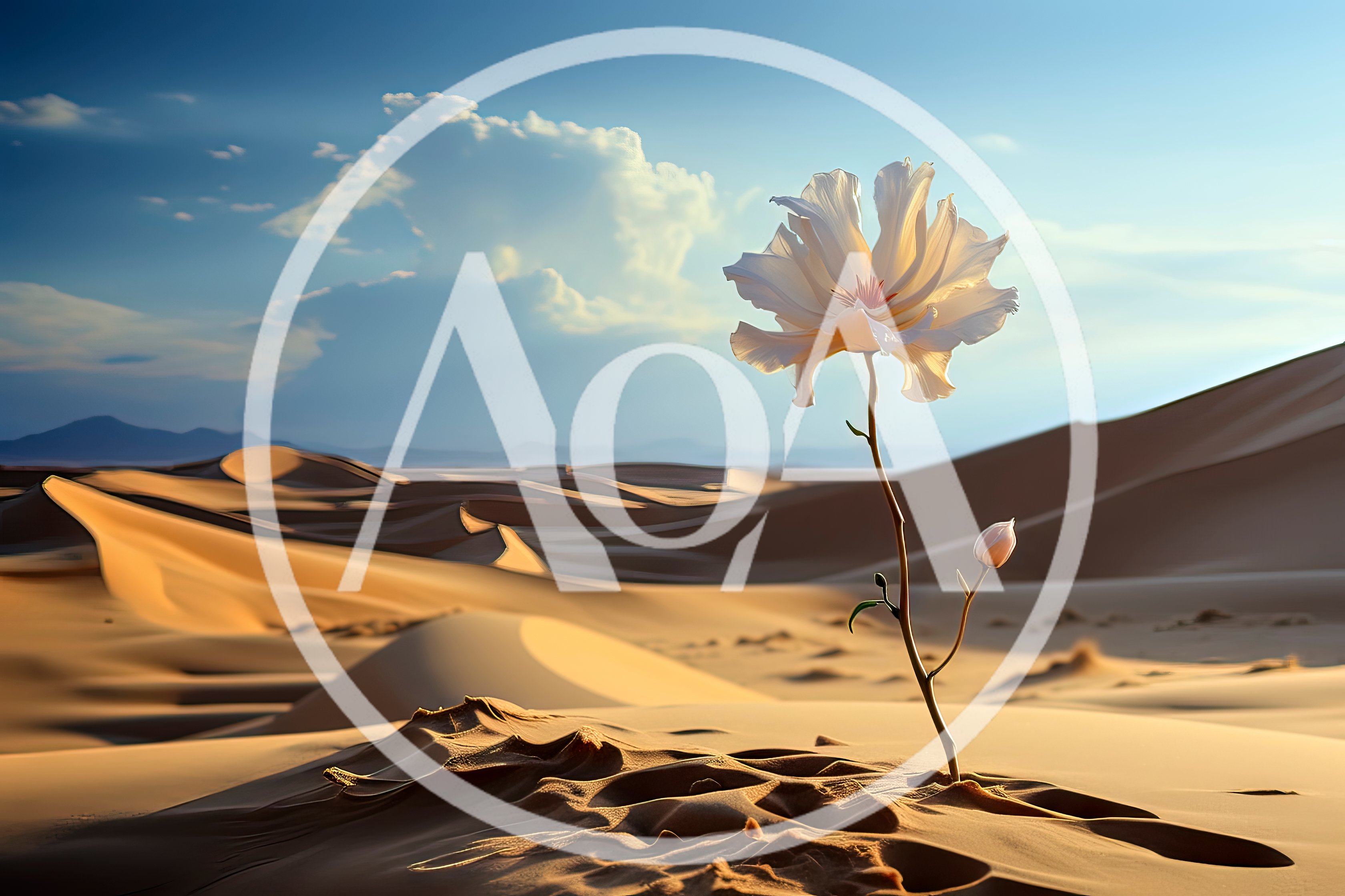 Single White Flower Blooming In Vast Desert Landscape