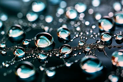 Macro Close Up Of Water Droplets On A Web
