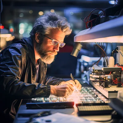 Professional Engineer Repairing Complex Circuit Board