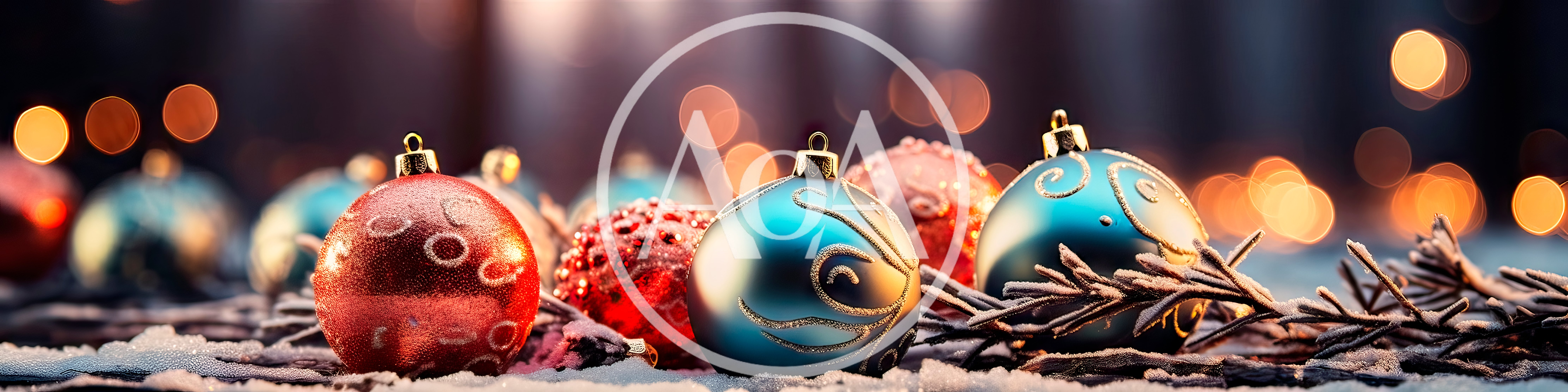 Christmas Ornaments Resting On Snowy Surface
