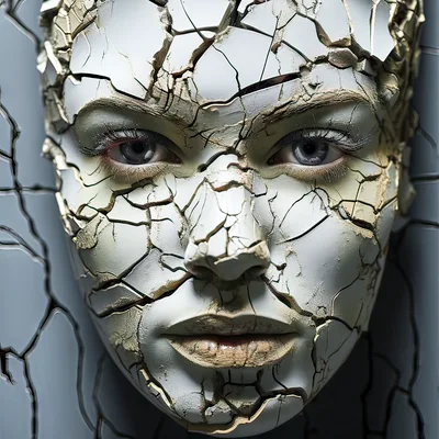 Cracked Porcelain Face Mask With Gold Veins