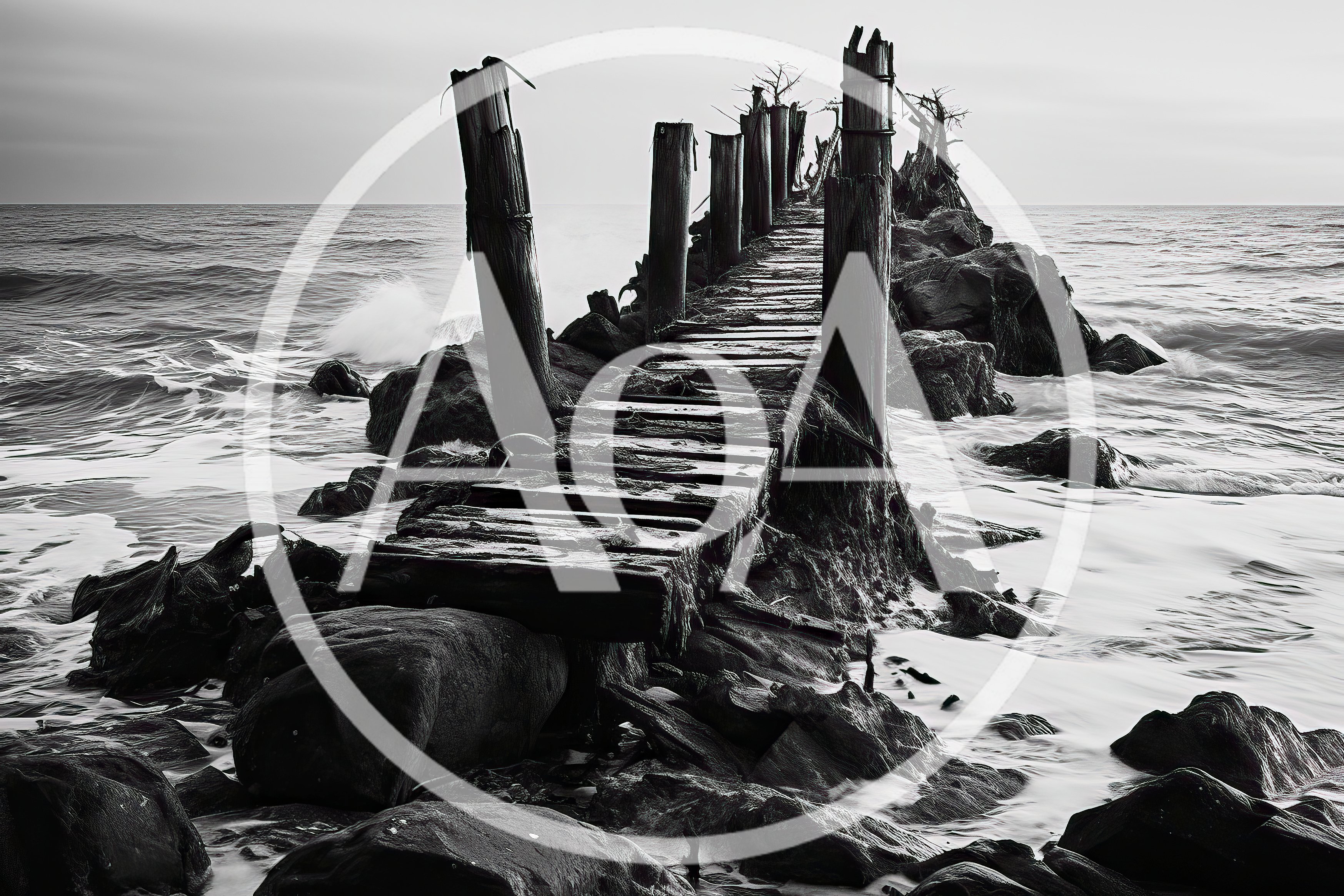 Dilapidated Wooden Pier Extending Into The Ocean