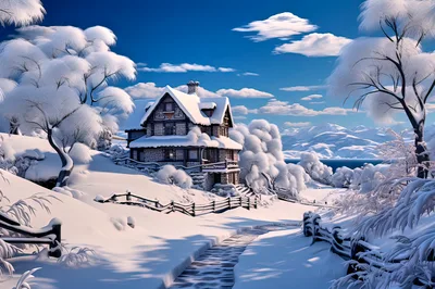 Cozy Stone Cottage In A Snowy Winter Landscape