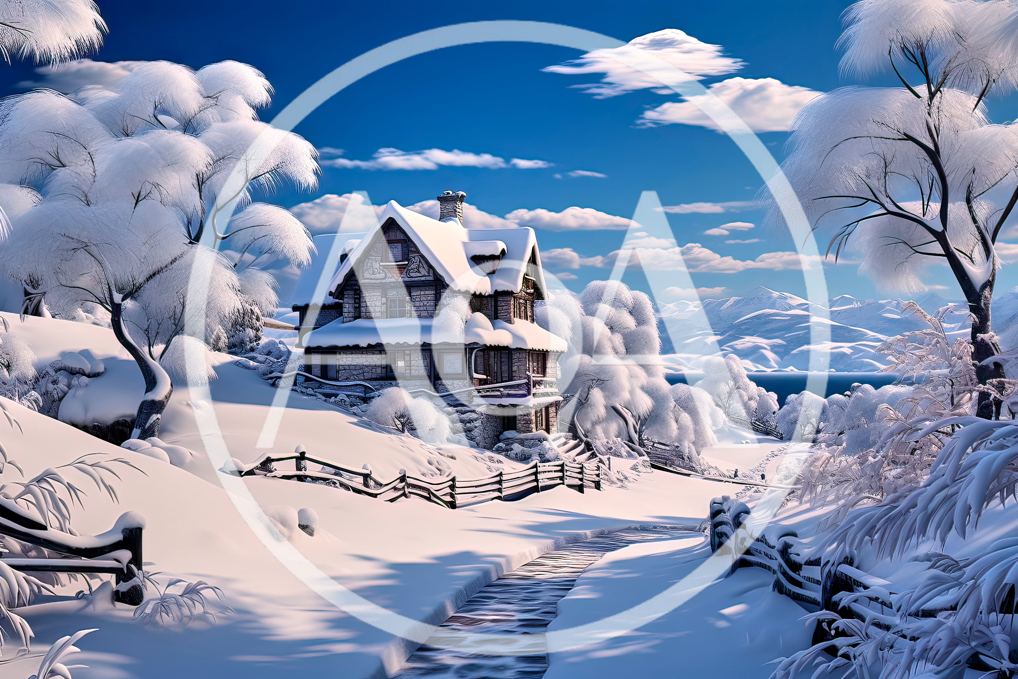 Cozy Stone Cottage In A Snowy Winter Landscape