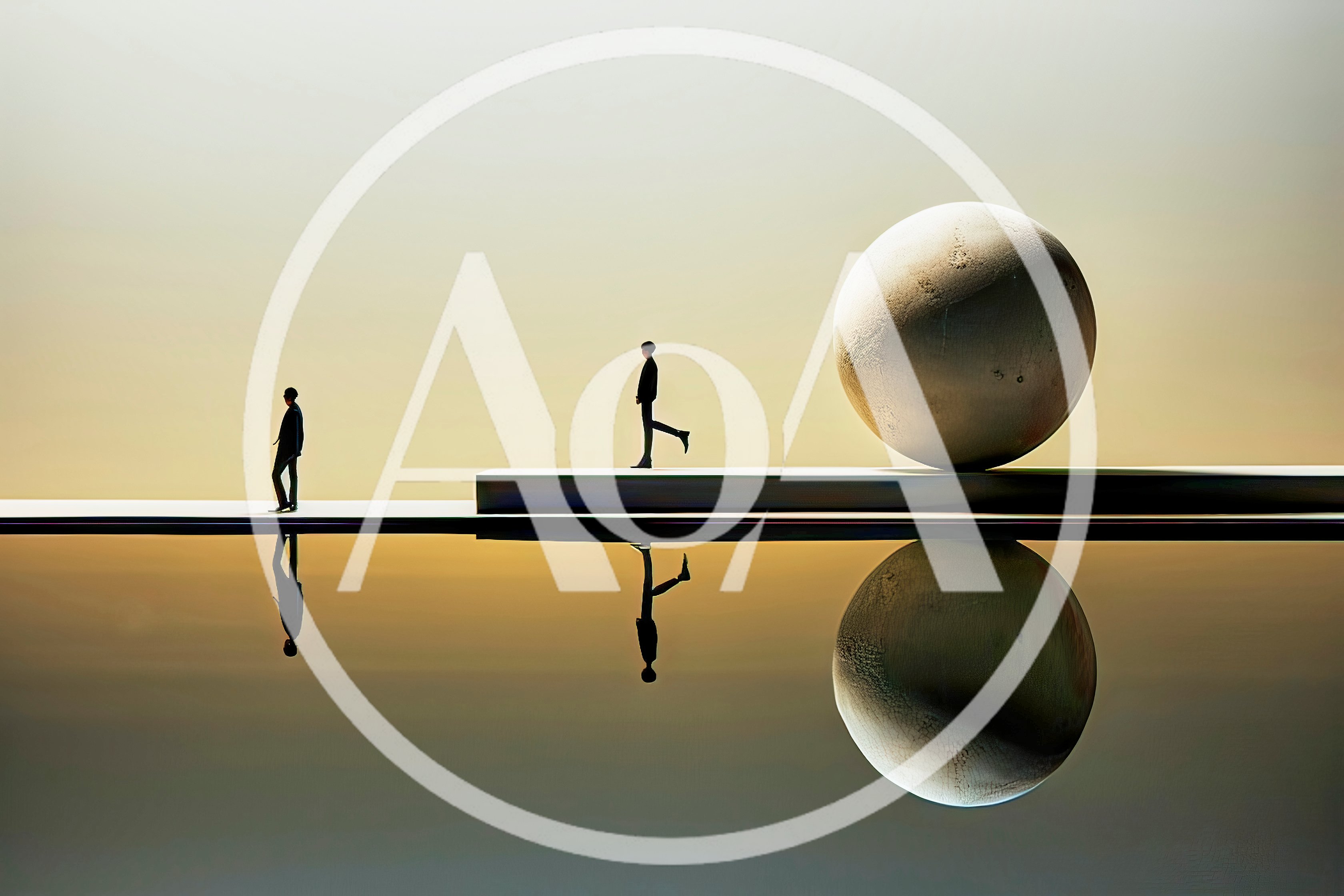 Minimalist Conceptual Art With Figures And Sphere