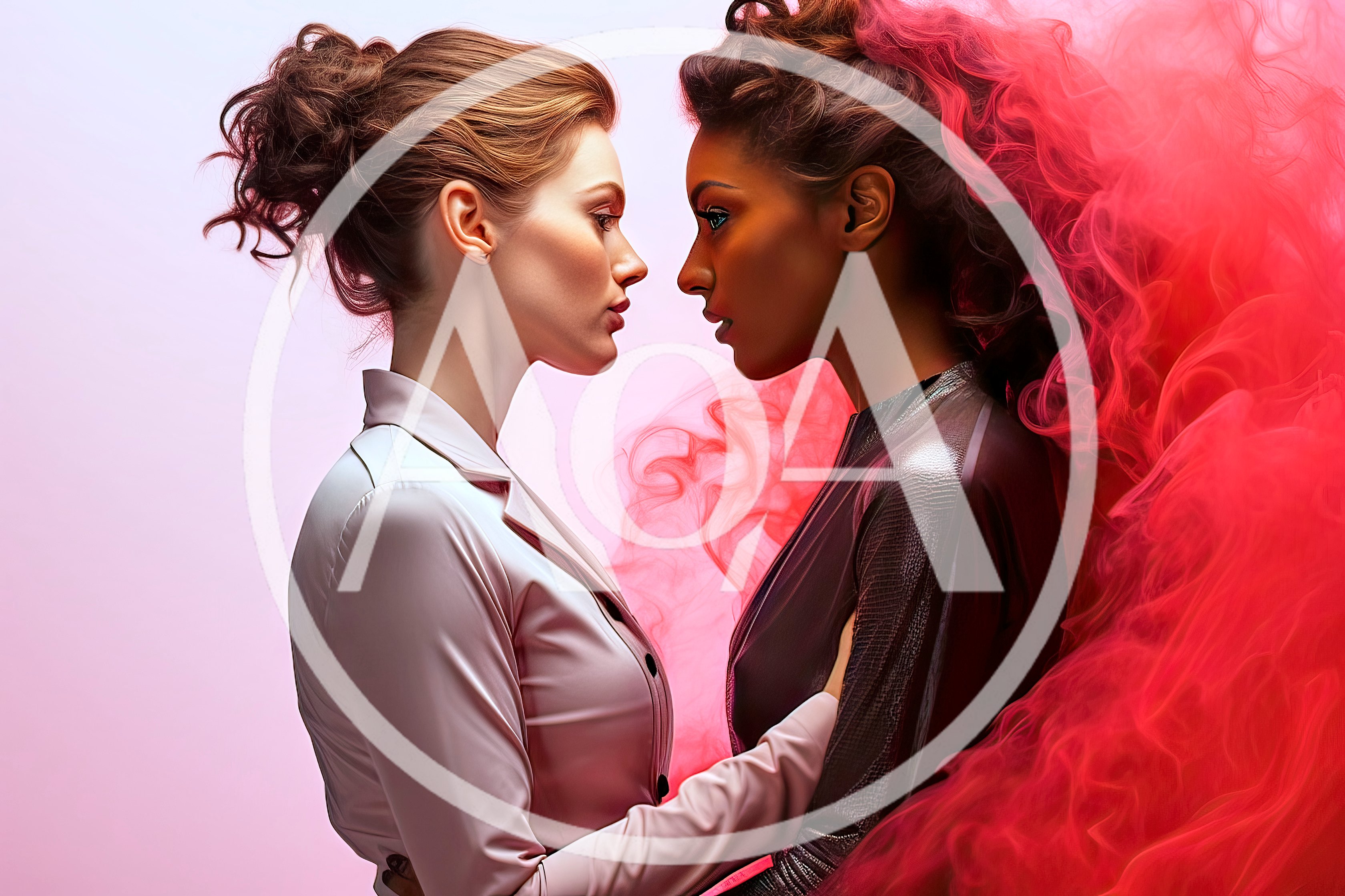 Two Women Facing Each Other In Artistic Portrait