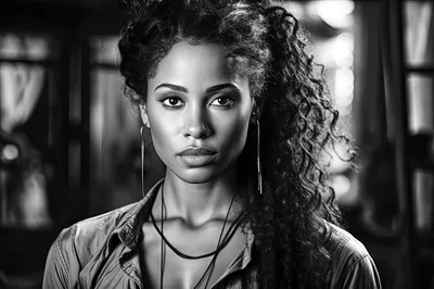 Portrait Of A Beautiful Woman With Curly Hair