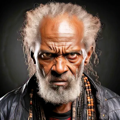 Portrait Of An Intense Elderly Man With Grey Hair