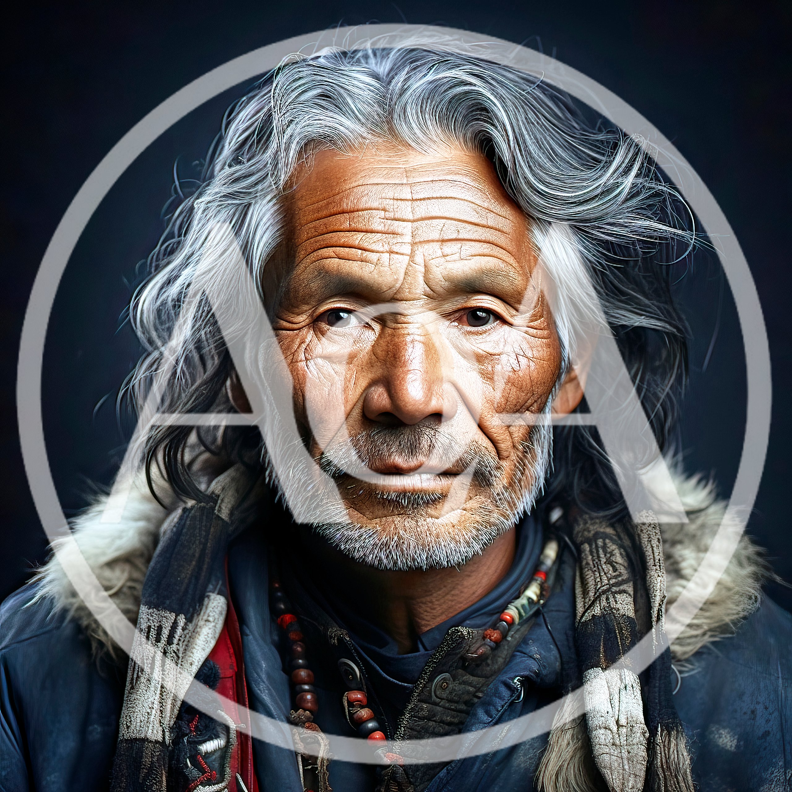Portrait Of An Elderly Tibetan Man With Weathered Skin