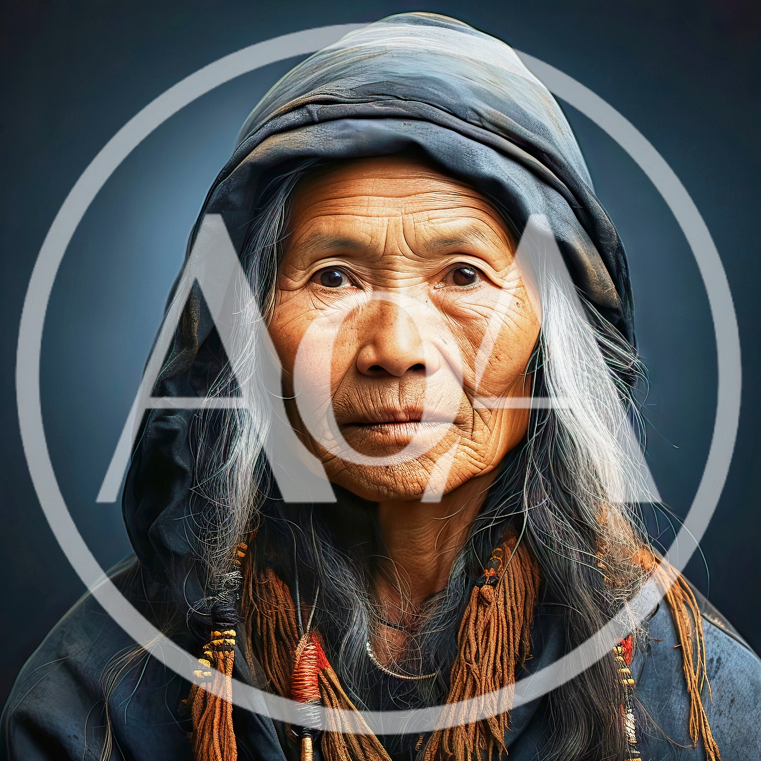 Portrait Of An Elderly Indigenous Woman With Traditional Headwear