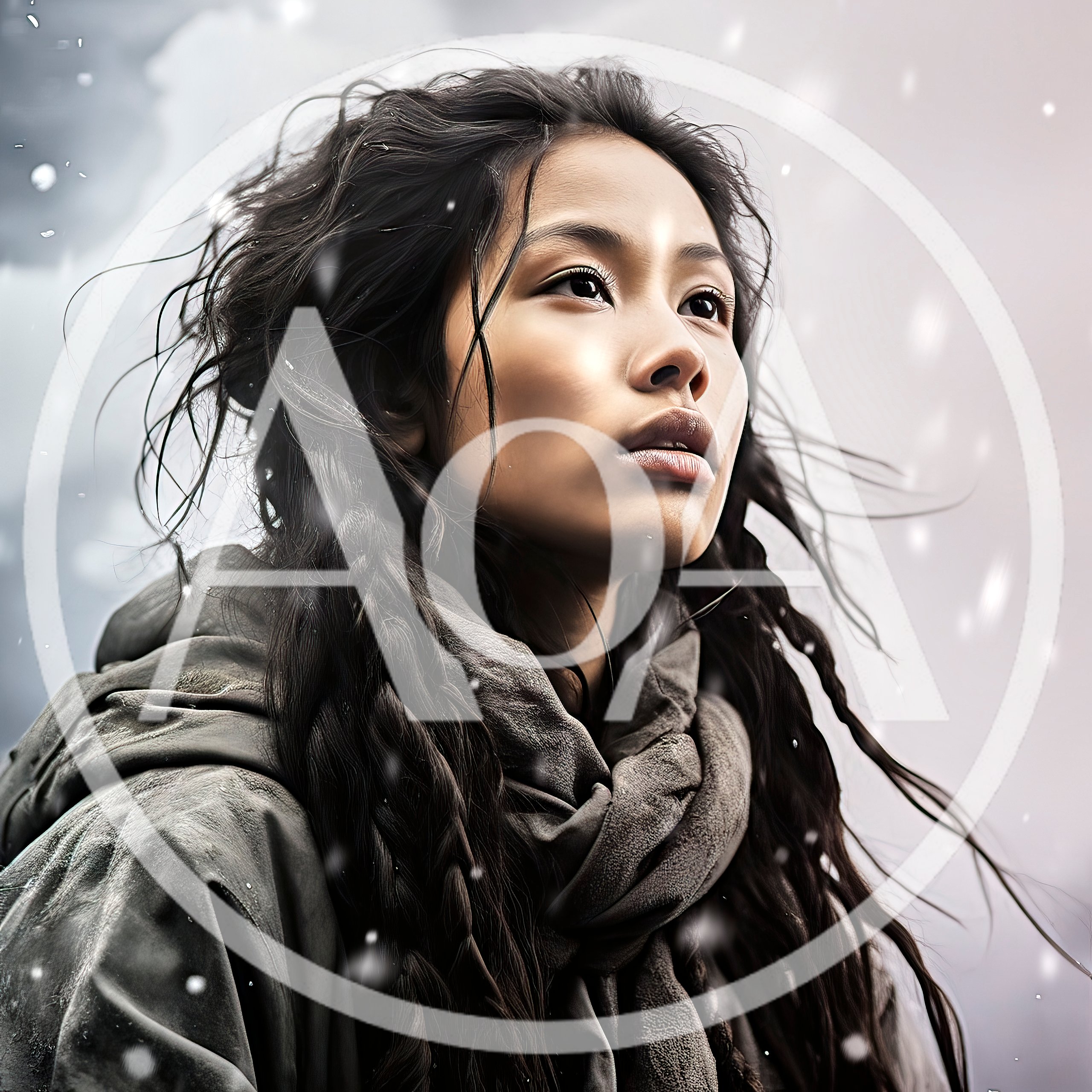 Portrait Of A Young Woman In Snowy Weather