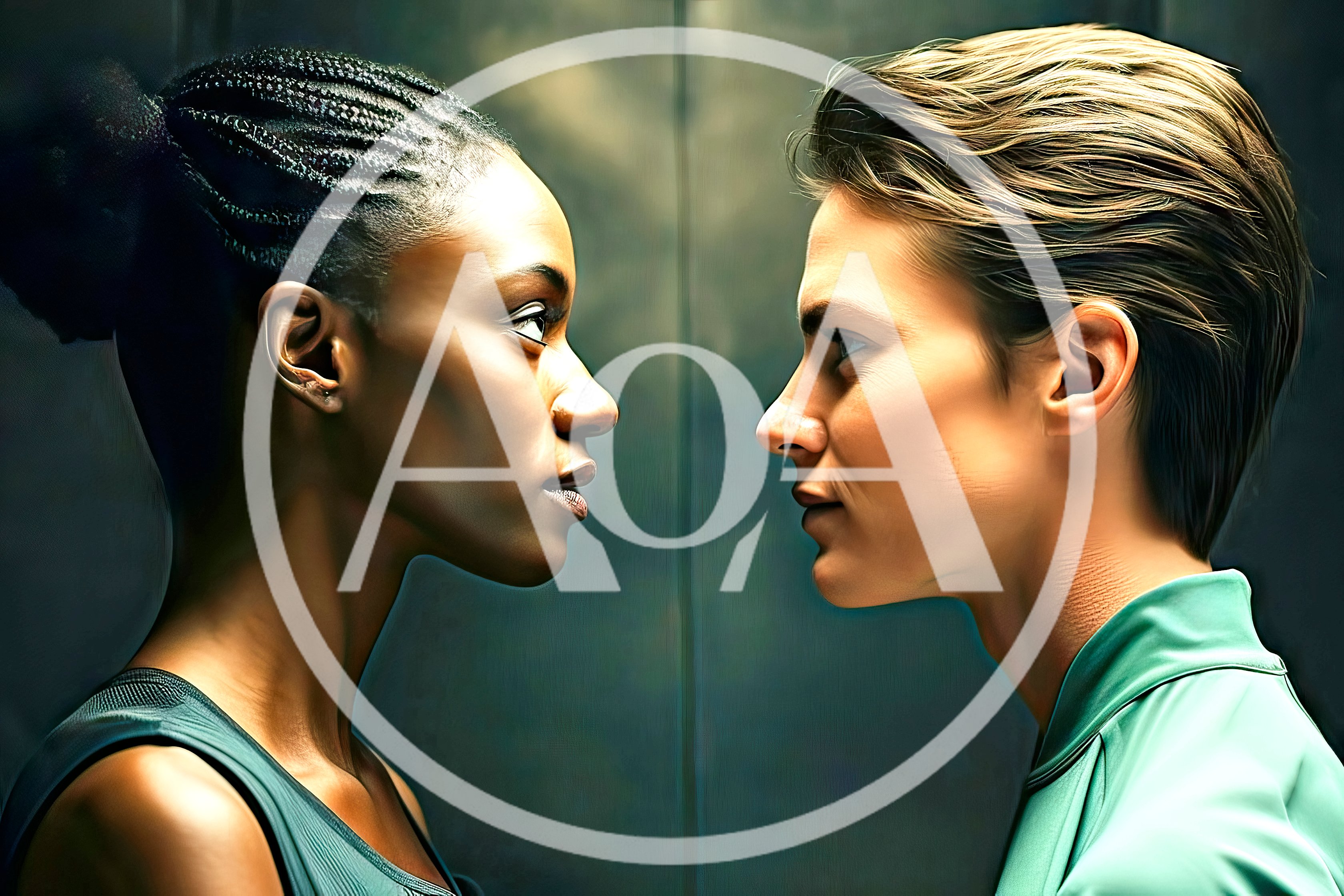 Two Women Facing Each Other In Profile