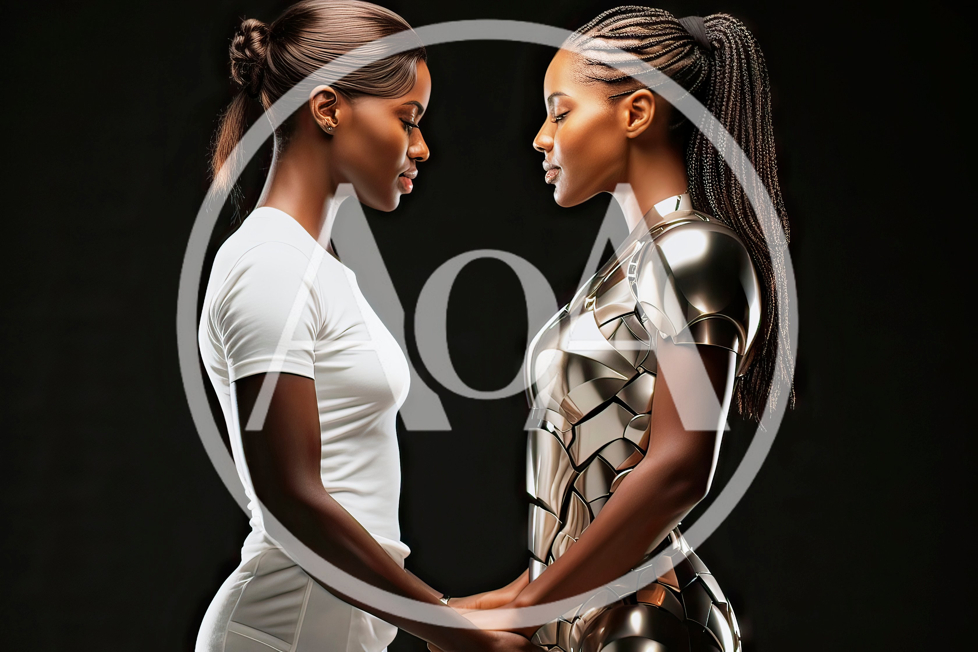 Two Women Facing Each Other In Contrast
