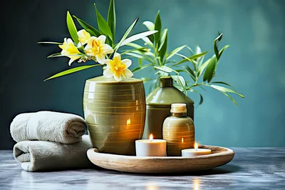 Spa Still Life With Flowers And Candles