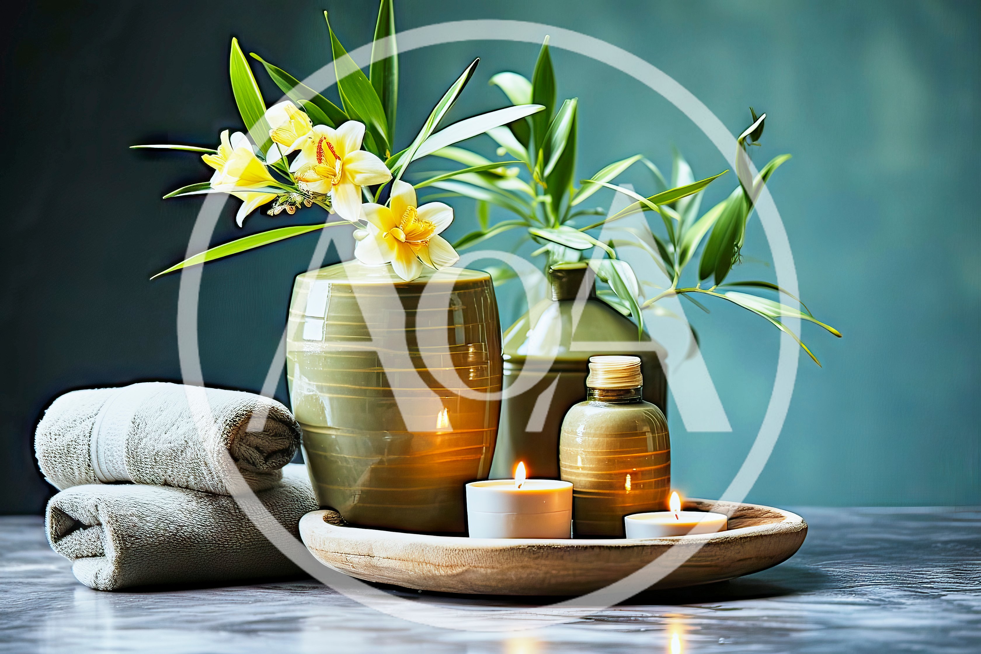 Spa Still Life With Flowers And Candles