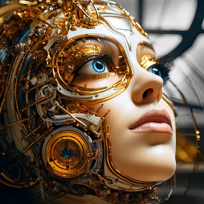Close Up Portrait Of A Futuristic Android Woman