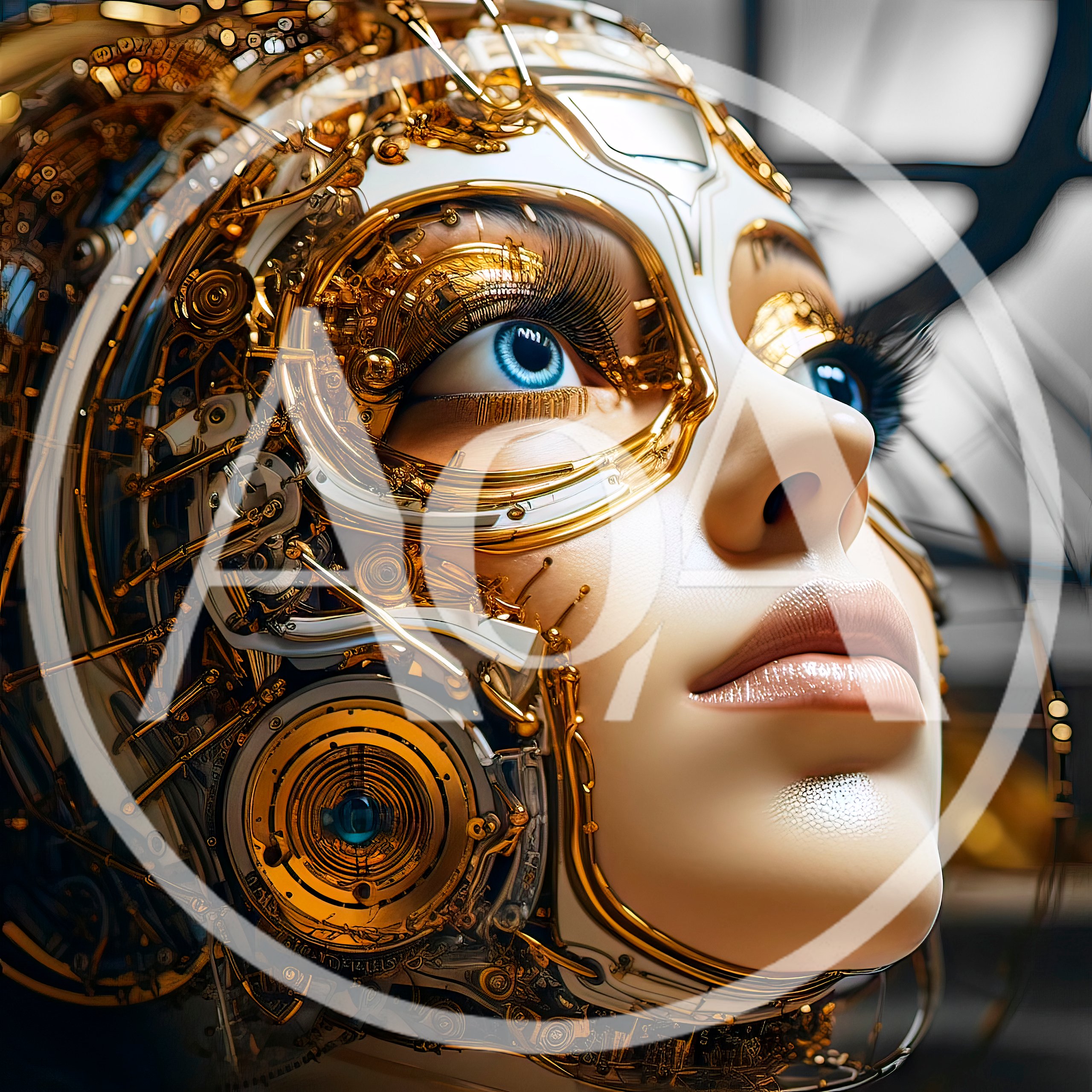 Close Up Portrait Of A Futuristic Android Woman