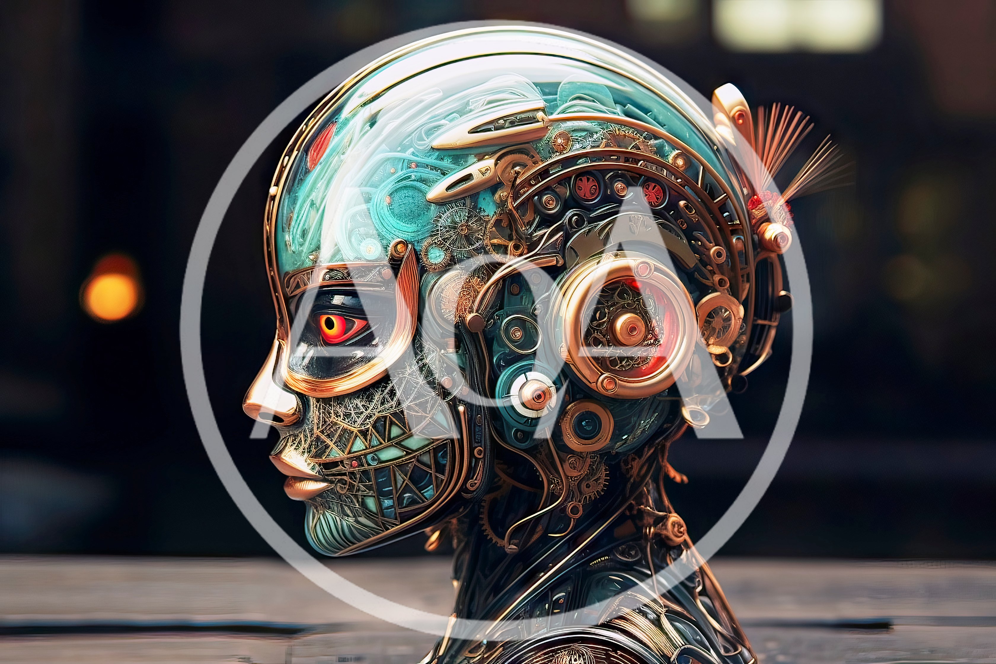 Cybernetic Android Head With Intricate Mechanical Details