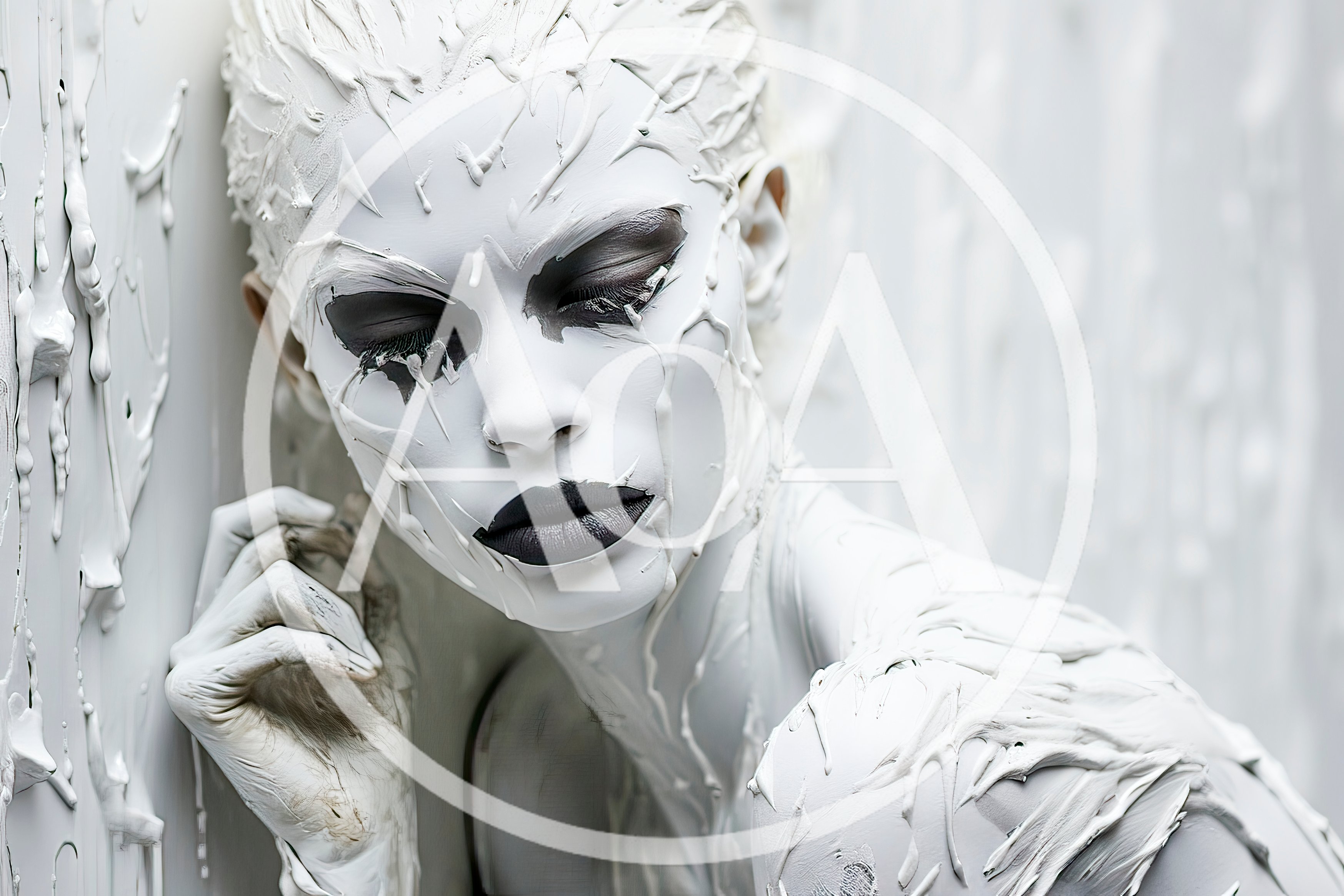Portrait Of A Woman Covered In White Paint