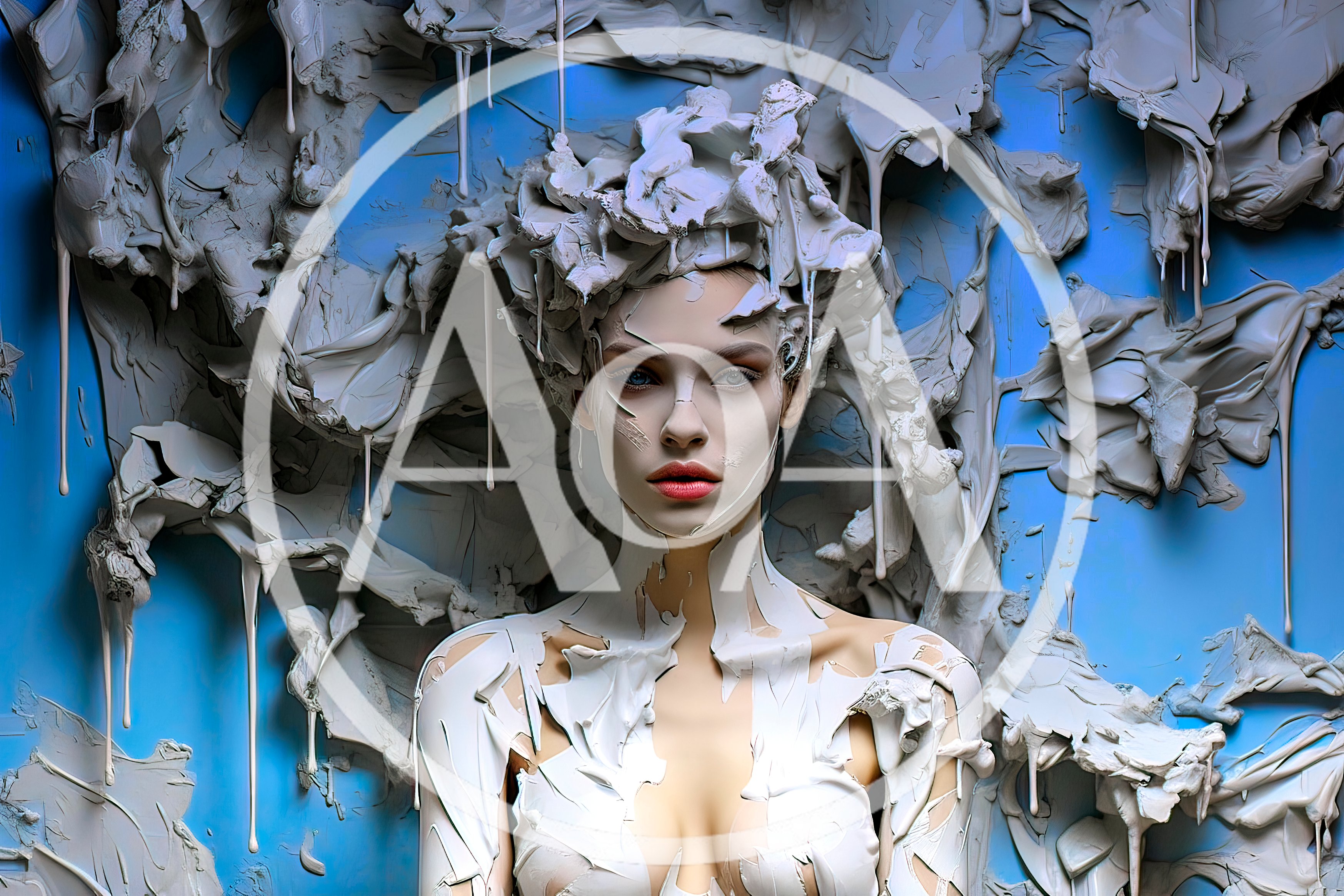 Surreal Portrait Of Woman Covered In White Paint
