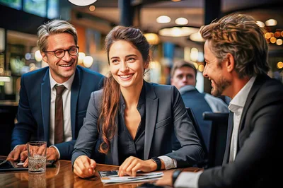 Business Professionals Having A Meeting In A Restaurant