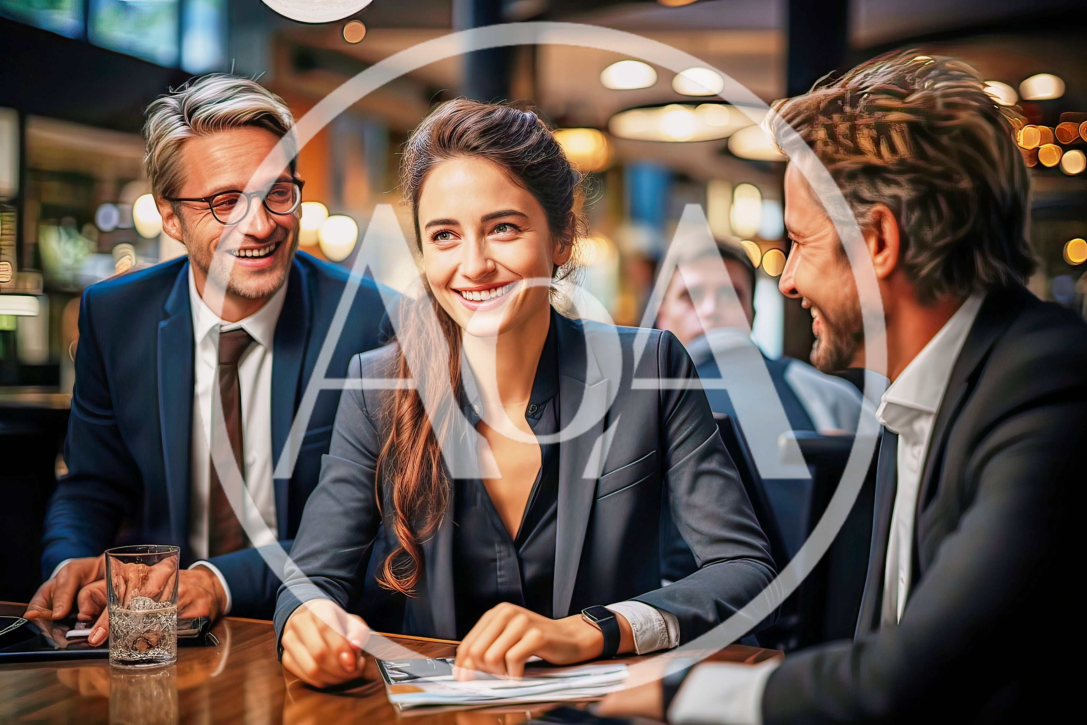 Business Professionals Having A Meeting In A Restaurant