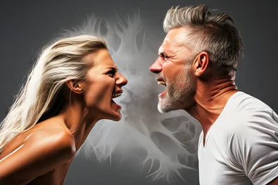 Angry Couple Arguing Face To Face