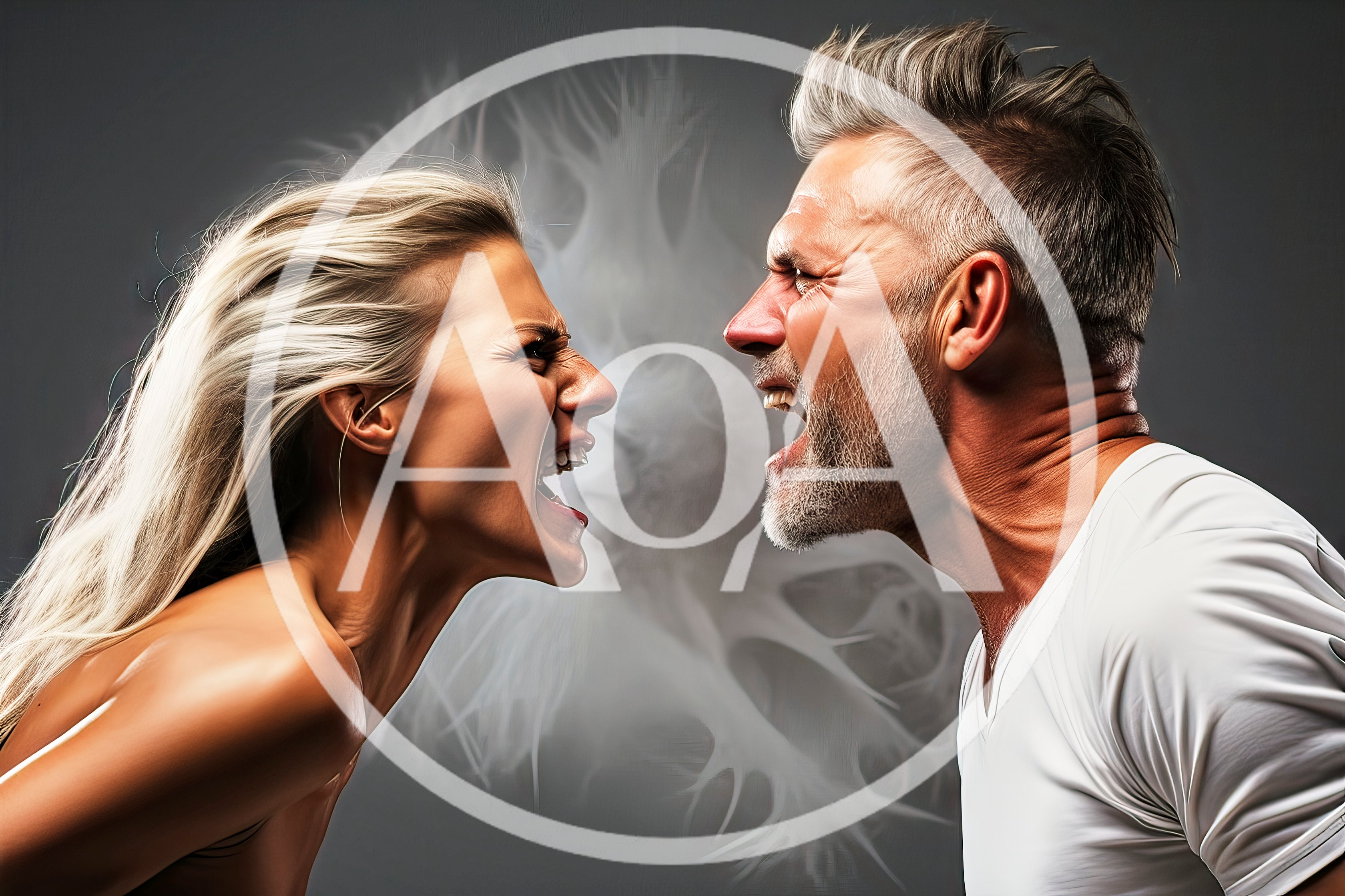 Angry Couple Arguing Face To Face