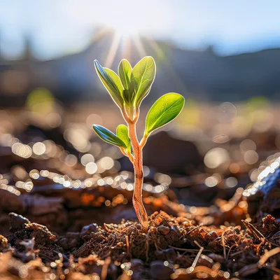 Small Green Sprout Growing From Fertile Soil